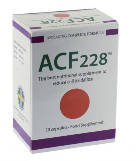 ACF228 product packaging for dietary supplements for cell oxidation reduction