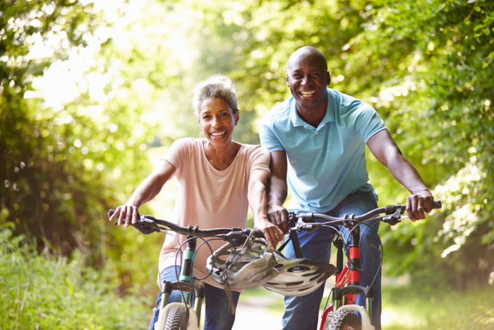 People riding on bikes