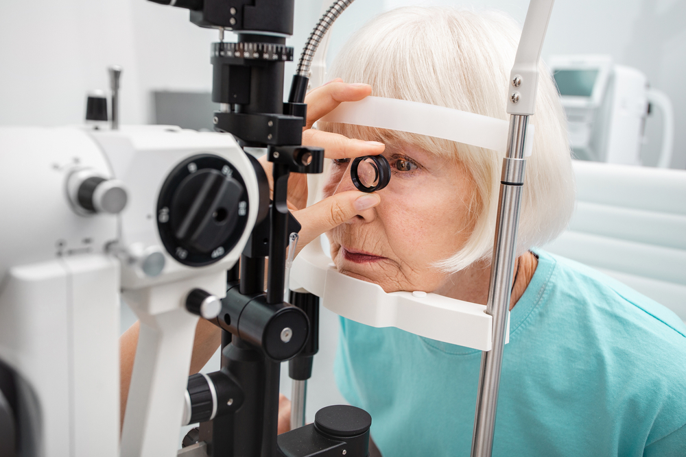 Person undergoing an eye test