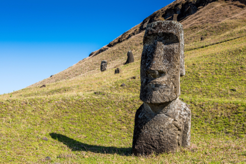 Easter Island Heads on a hill