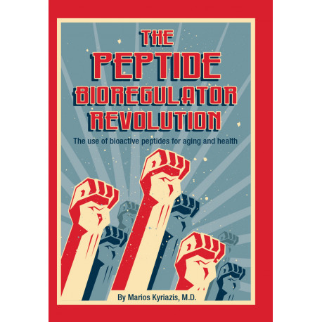 The peptide bioregulator revolution book cover in cartoon style